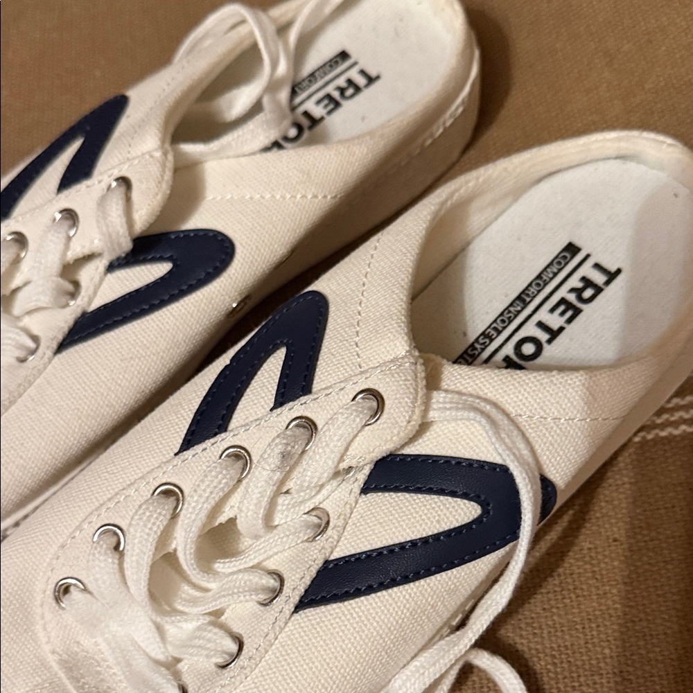 Tretorn Women's Cream and Navy Sneakers - Picture 2 of 4